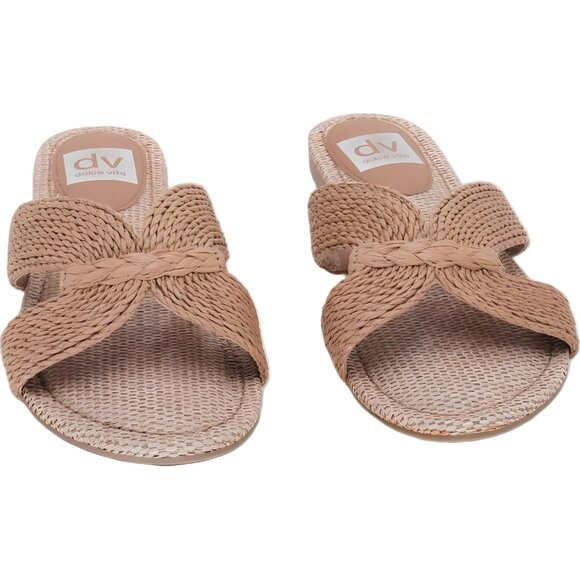 DV Dolce Vita Geeya Cafe Raffia Slide Sandals Brown Slip-On Women's US 8M - Picture 1 of 6